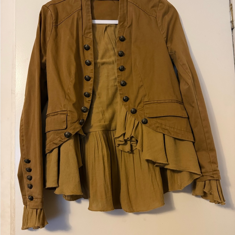 Free People Tan Peplum Blazer